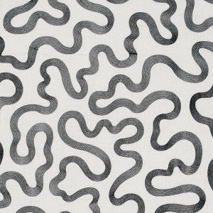 Riley Embroidery Black On Ivory 80791 by Schumacher Designer Fabric