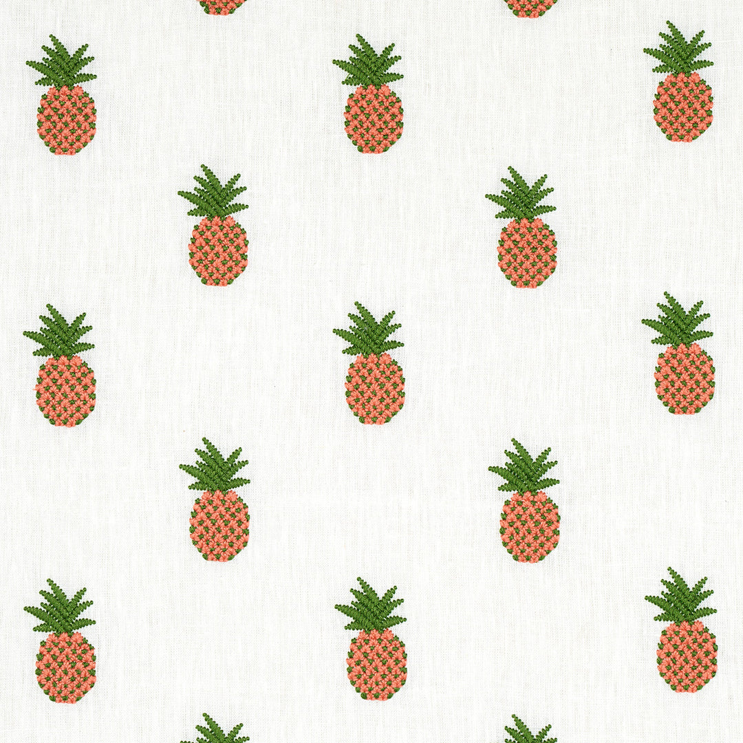 Pineapple Embroidery Apricot On Ivory 81530 by Schumacher Designer Fabric