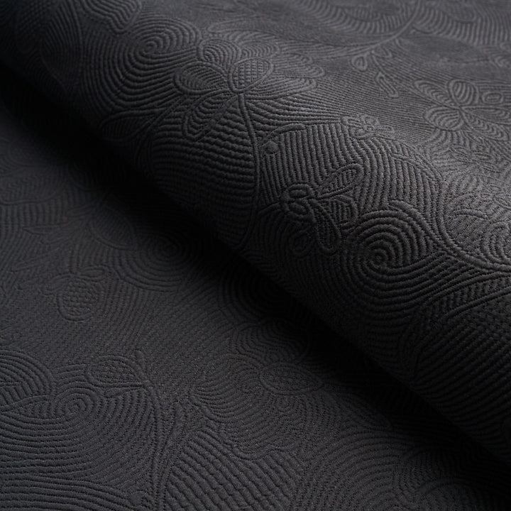 Quilted Scroll Matelasse Pitch Black 81591 by Schumacher Fabric Schumacher Fabric Quilted Scroll Matelasse Pitch Black 81591Fabric COTTON 100% ITALY </p><p>Repeat: H: 27 1/2" (70CM), V: 27 1/2" (70CM) 53 1/3" (136CM) - Fabric Carolina -