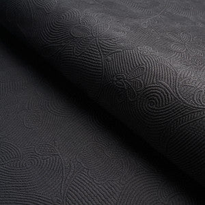 Quilted Scroll Matelasse Pitch Black 81591 by Schumacher Designer Fabric
