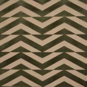 Broken Chevron Cut Velvet Olive On Khaki 81812 by Schumacher Designer Fabric