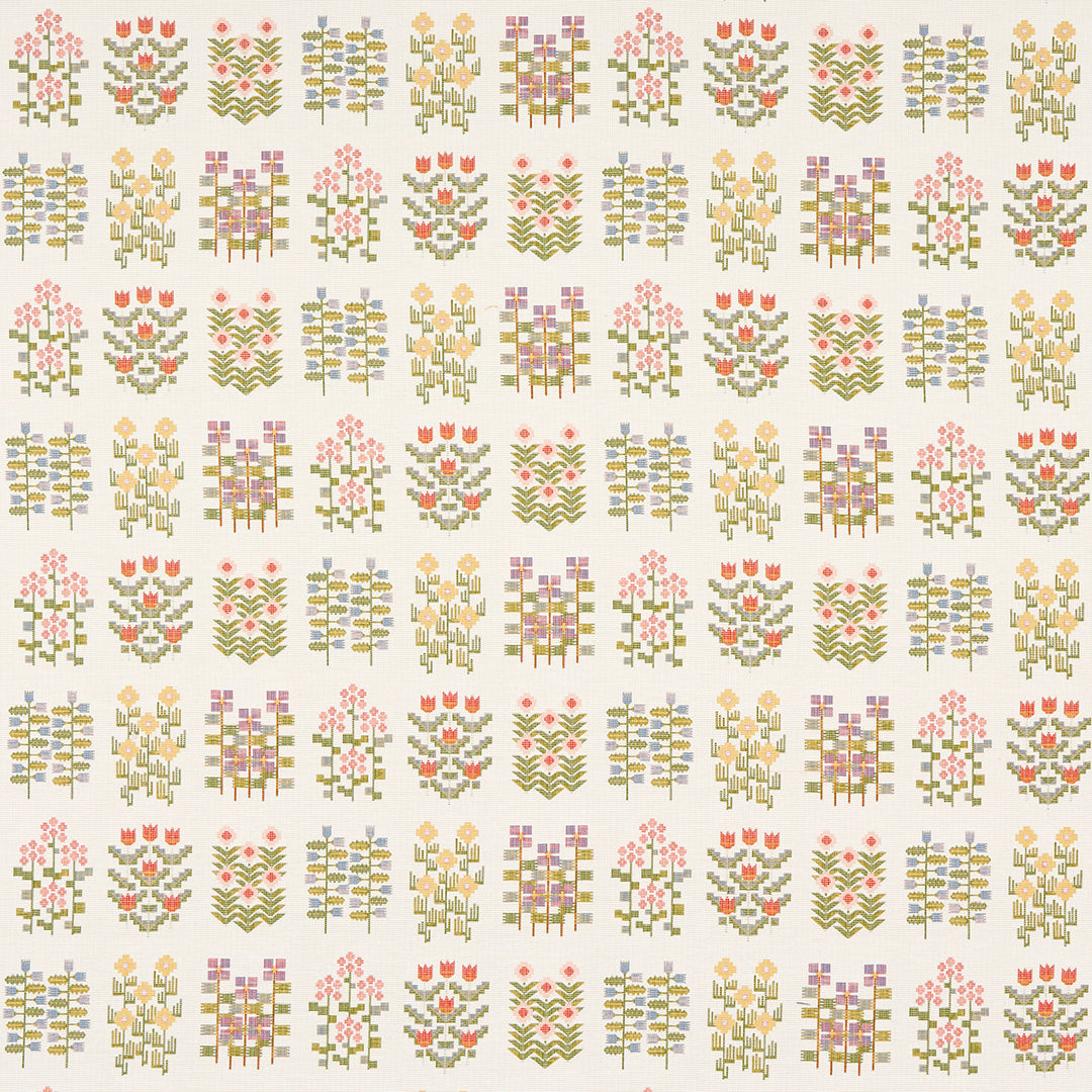 Annika Floral Tapestry Multi On Ivory 81970 by Schumacher Designer Fabric