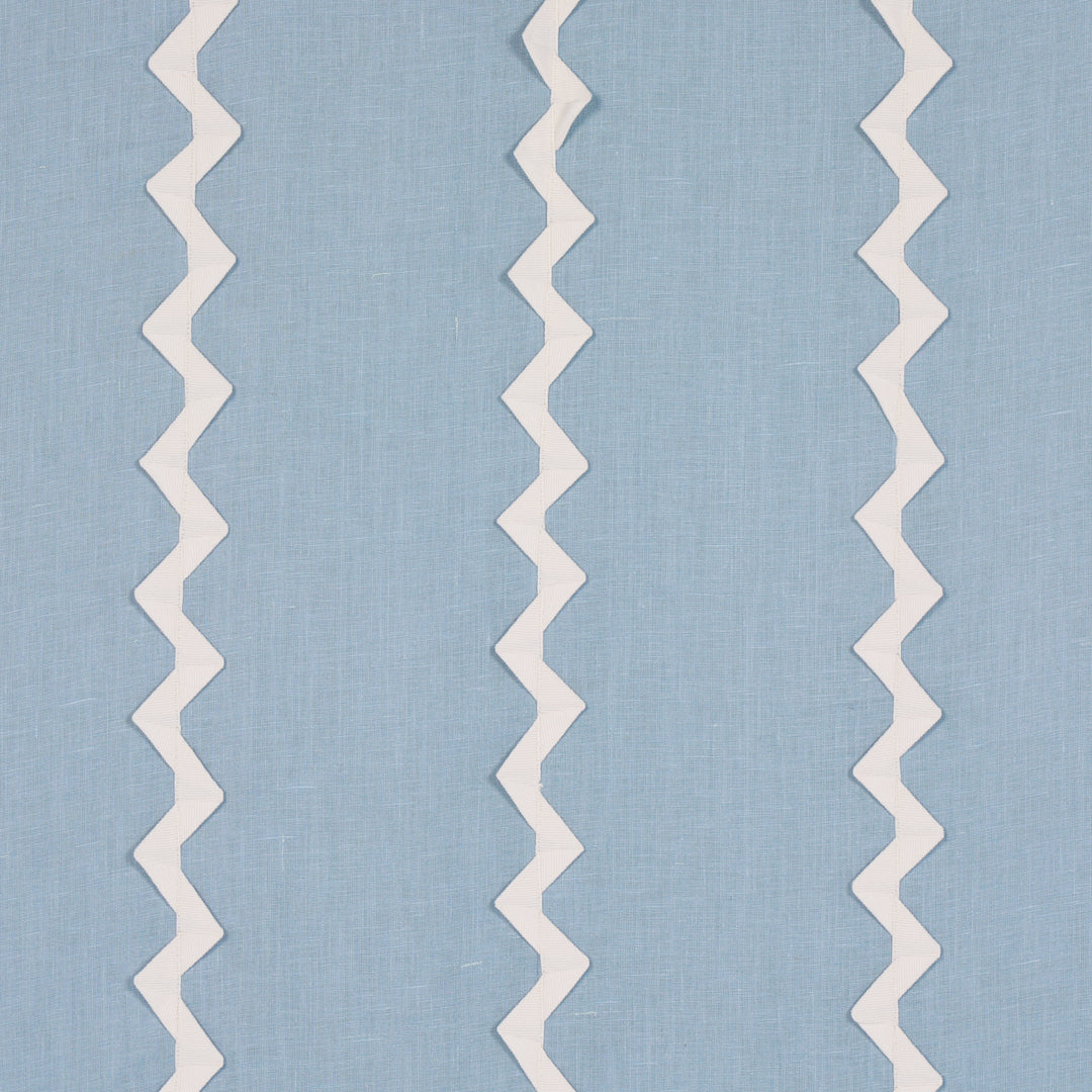 Lazare Appliqué Ivory On Chambray 82222 by Schumacher Designer Fabric