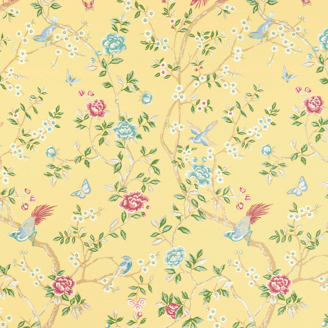 Georgia Vine Soft Yellow 83152 by Schumacher Designer Fabric