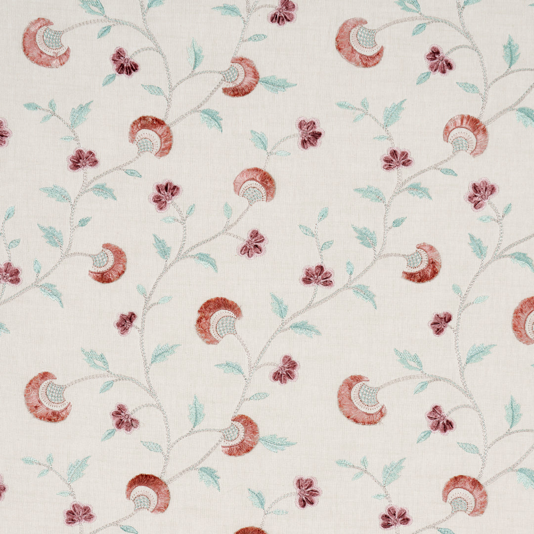 Iyla Embroidery Rose & Natural 83660 by Schumacher Designer Fabric