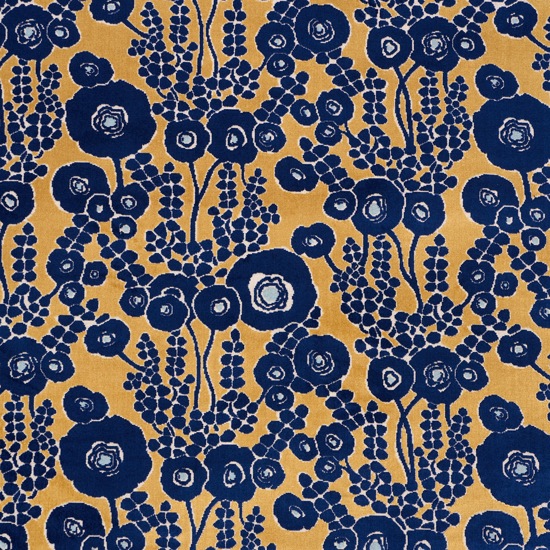 Emelie Velvet Sapphire & Gold 84791 by Schumacher Designer Fabric