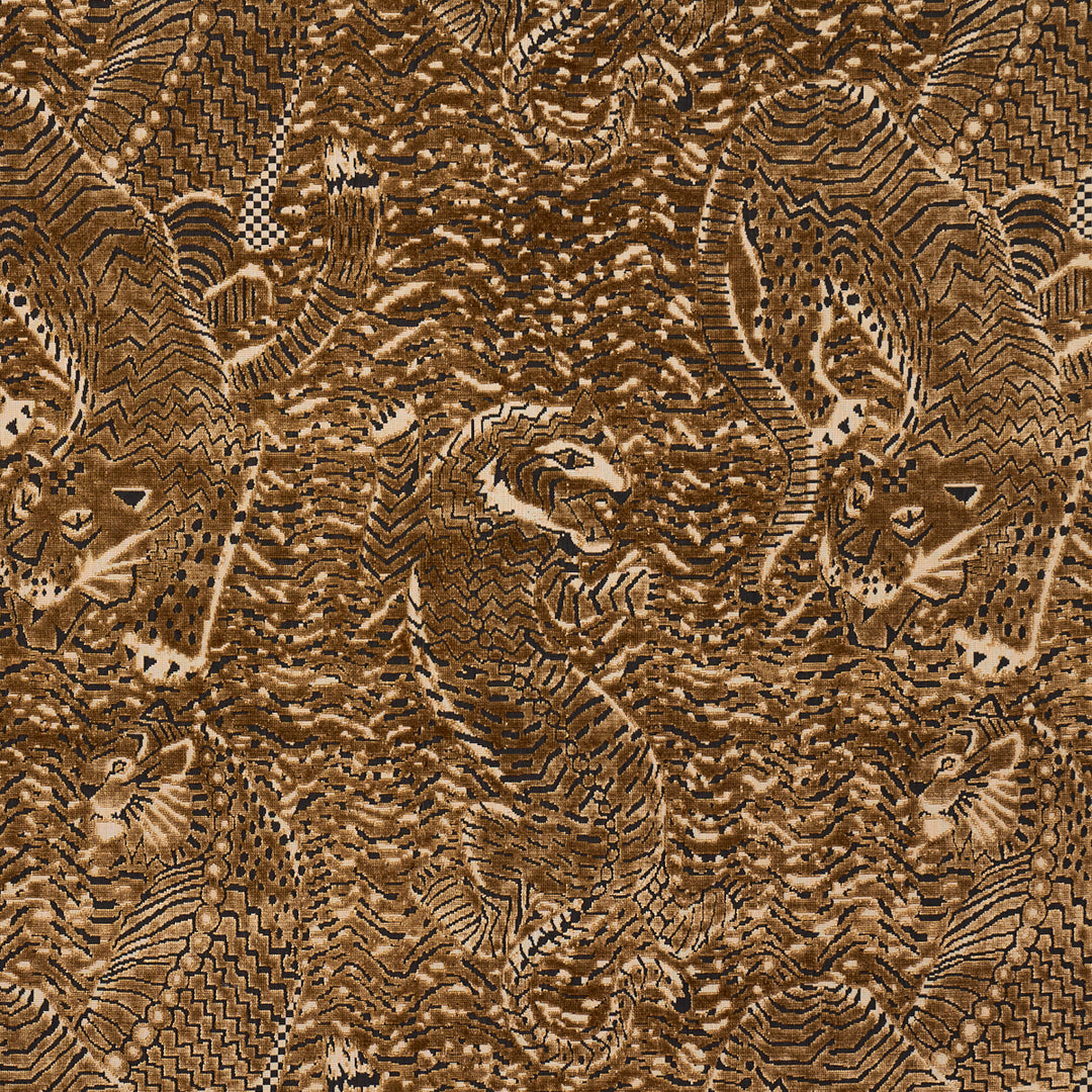 Tigress Velvet Gold 84830 by Schumacher Designer Fabric