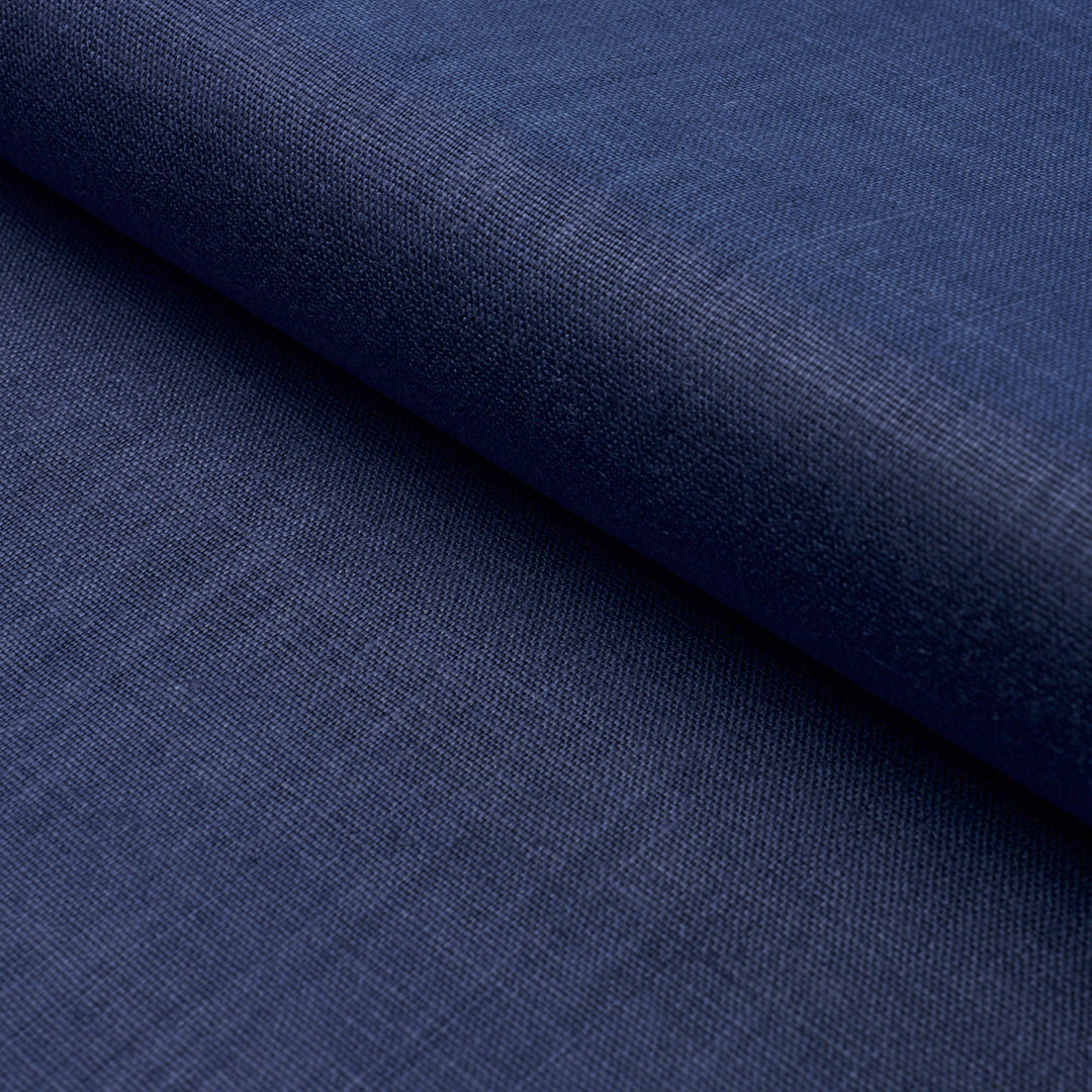 Leo Glazed Linen Navy 84964 by Schumacher Designer Fabric