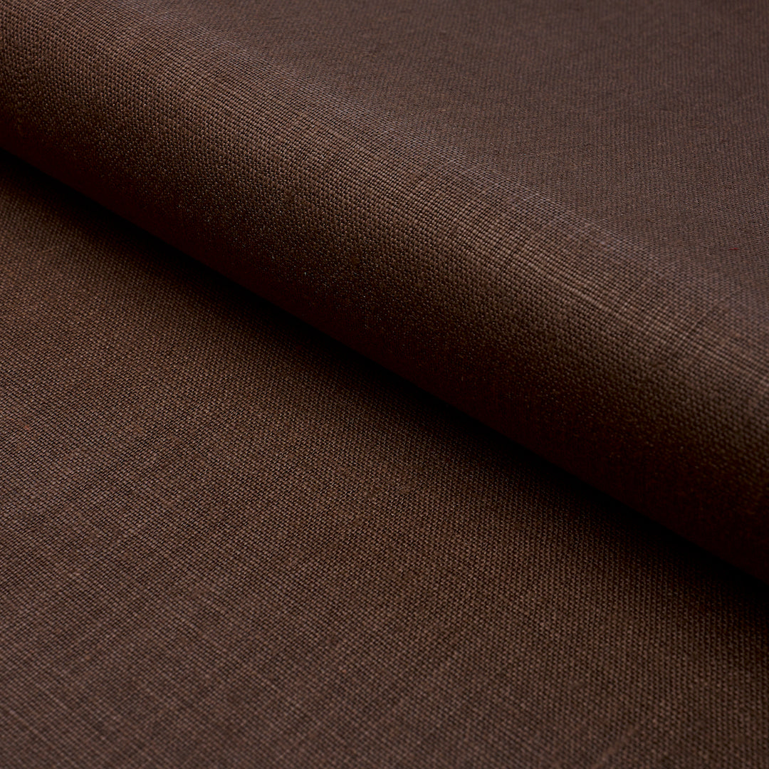 Leo Glazed Linen Chocolate 84968 by Schumacher Designer Fabric