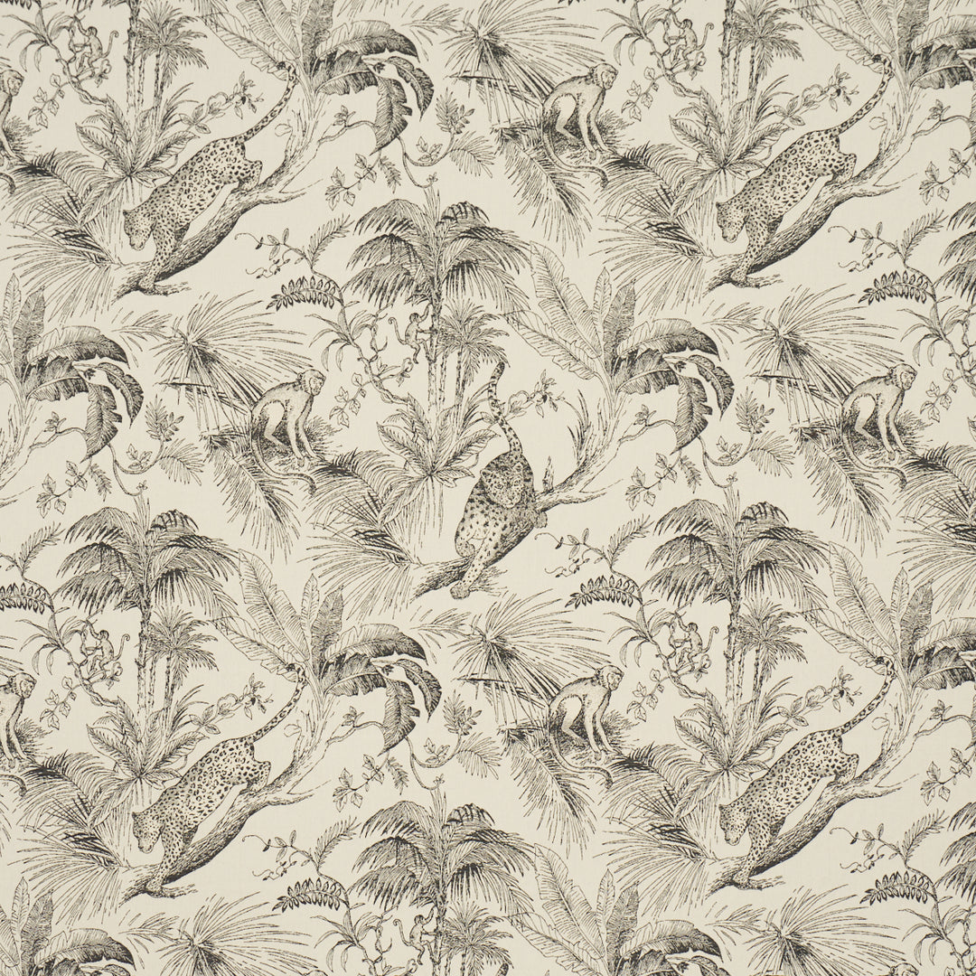 Forest Canopy Black & Ivory 85100 by Schumacher Designer Fabric
