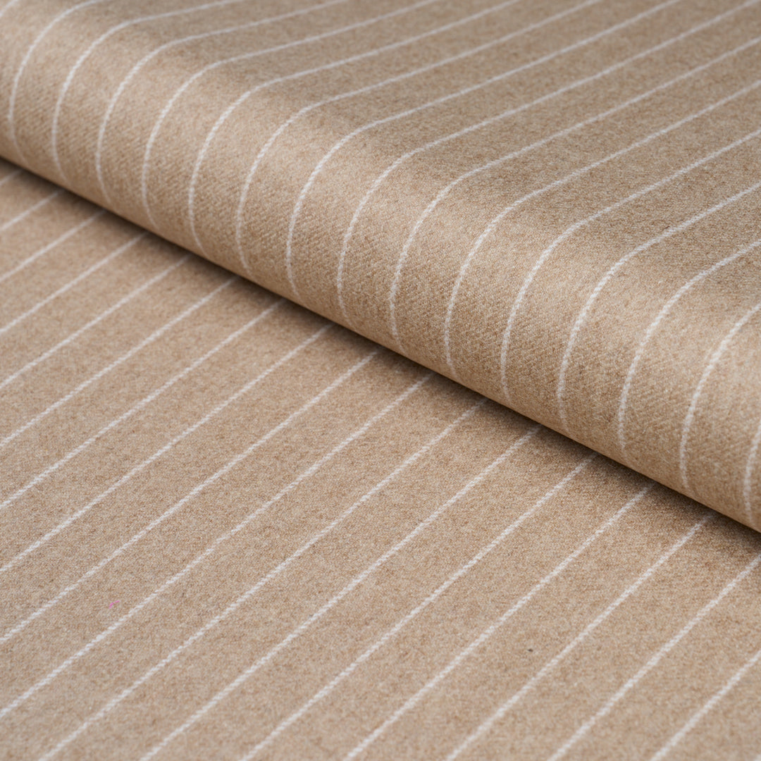 Boyd Wool Pinstripe Oat 85282 by Schumacher Designer Fabric