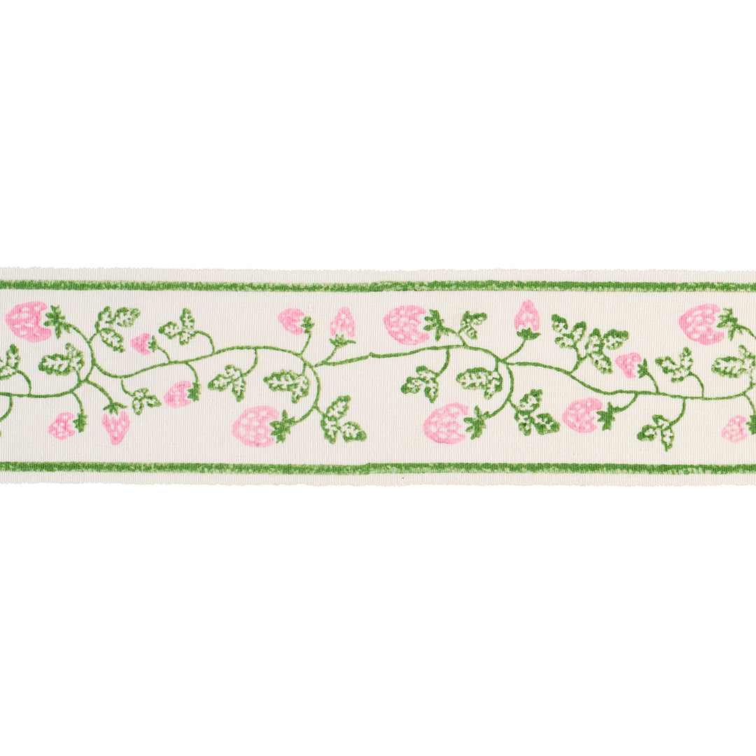 Strawberry Trail Hand Block Trim Green 85461 by Schumacher Designer Trim