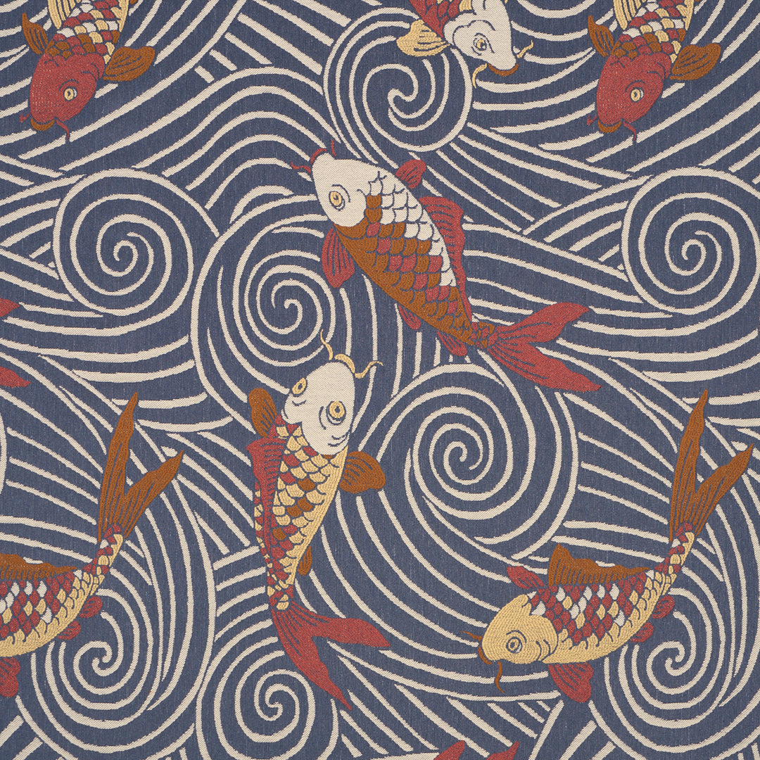 Koi Fish Indigo 85591 by Schumacher Designer Fabric