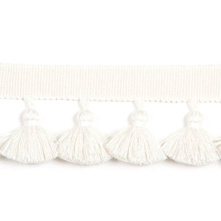 Hellenic Key Tassel Fringe White by Europatex Designer Fabric Hellenic 47% Fibranne, 44% Cotton, 9% Polyester 1.75 inches - Swanky Fabrics -