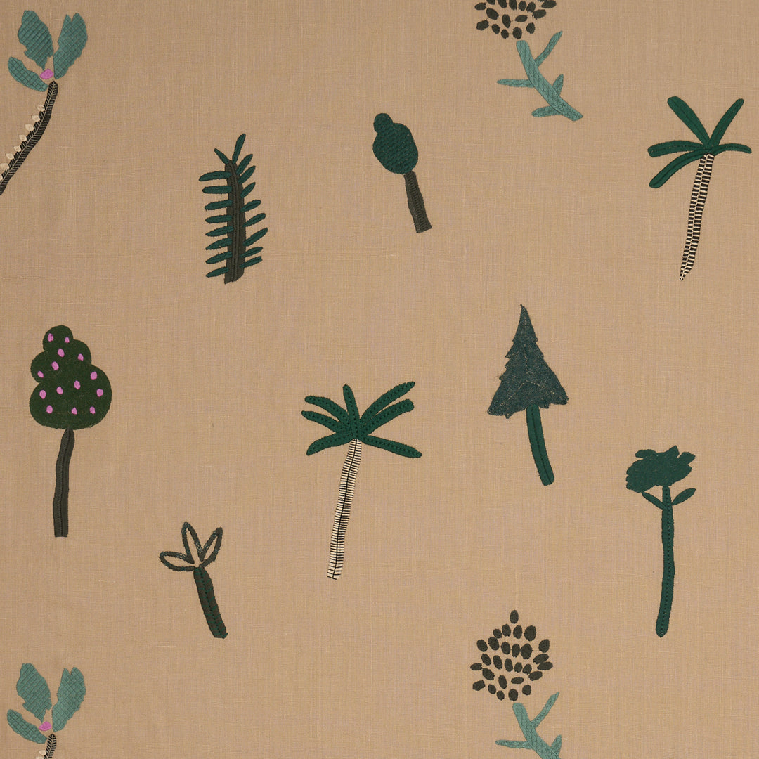 Tropical Trees Green On Natural 85851 by Schumacher Designer Fabric