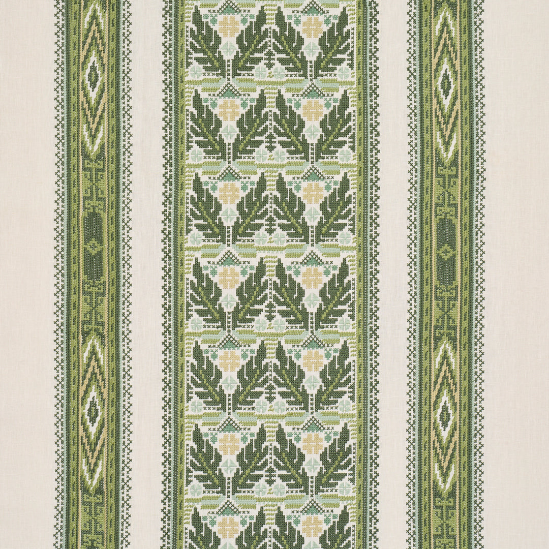 Ayla Embroidery Green 86551 by Schumacher Designer Fabric