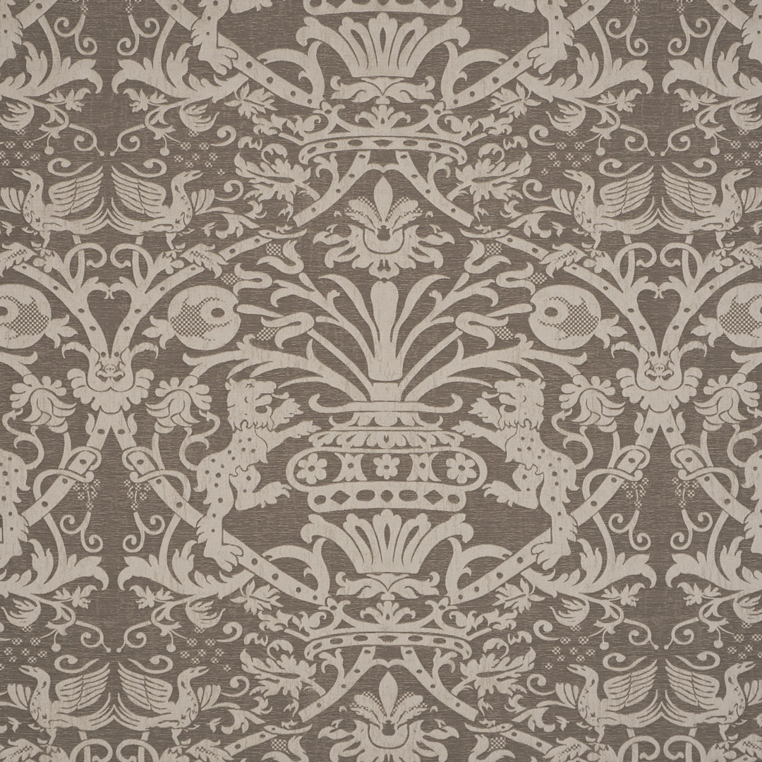 Dougal Damask Smoke 86590 by Schumacher Designer Fabric