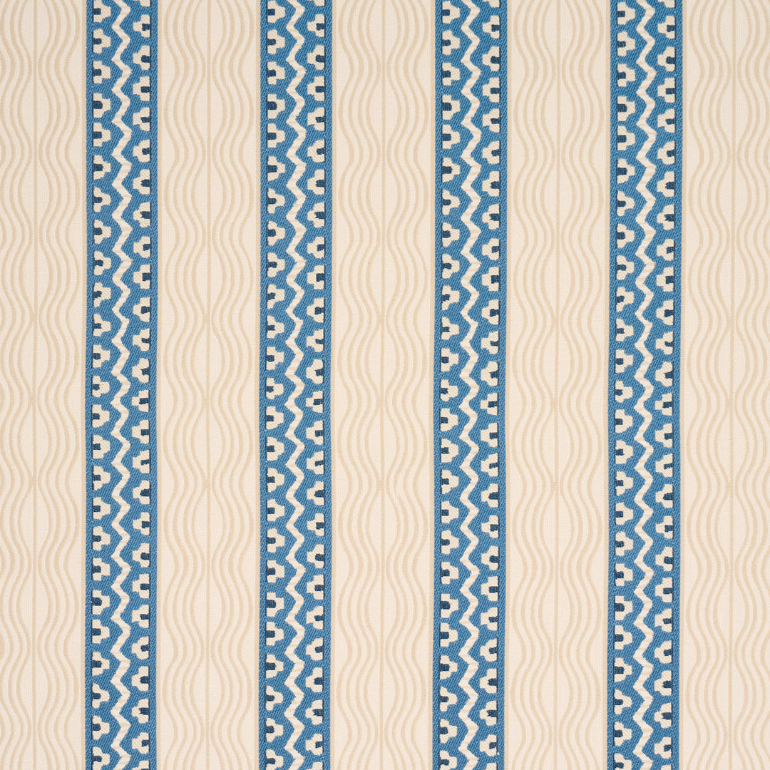 Crème Anglaise English Cream/Denim Blue 87450 by Schumacher Designer Fabric