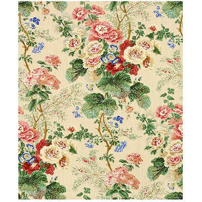 Althea Print Pop/S/Cr by Lee Jofa Designer Fabric - LINEN - 100% Thailand LIGHT Horizontal: 26 and Vertical: 31.75 51 - Swanky Fabrics -