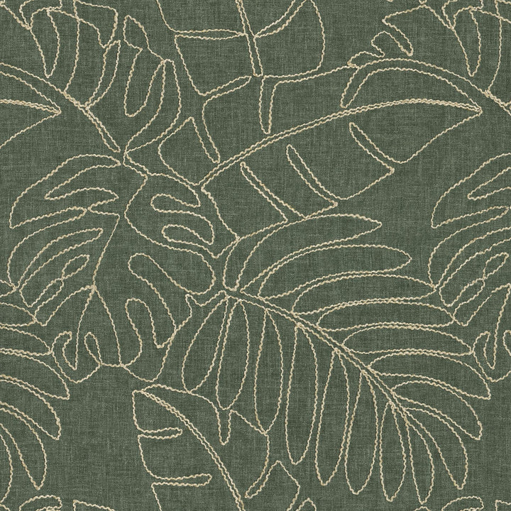 Monstera Emb. Juniper 880180 by TOMMY BAHAMA Designer Fabric - Base 55% cotton, 45% polyester / Emb. 50% rayon, 50% linen India 51000 Horizontal: 13.5 and Vertical: 15.5 55  - Swanky Fabrics -