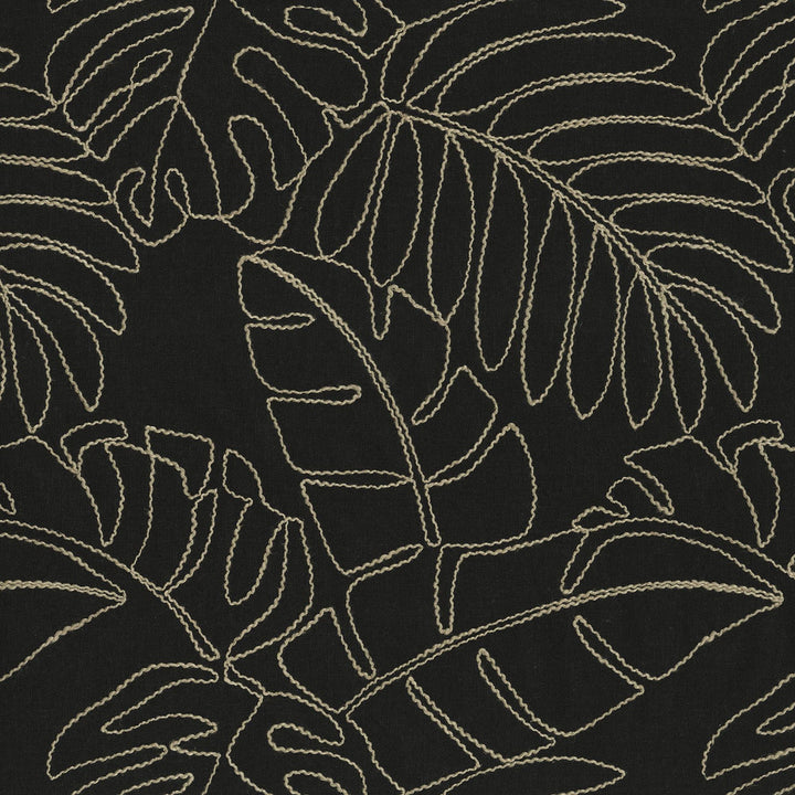 Monstera Emb. Ebony 880182 by TOMMY BAHAMA Designer Fabric - Base 55% cotton, 45% polyester / Emb. 50% rayon, 50% linen India 51000 Horizontal: 13.5 and Vertical: 15.5 55  - Swanky Fabrics -