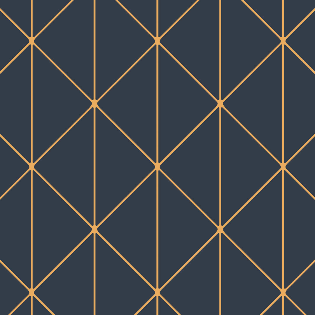 Diamonds Navy And Gold 8804 by Schumacher Designer Wallcovering