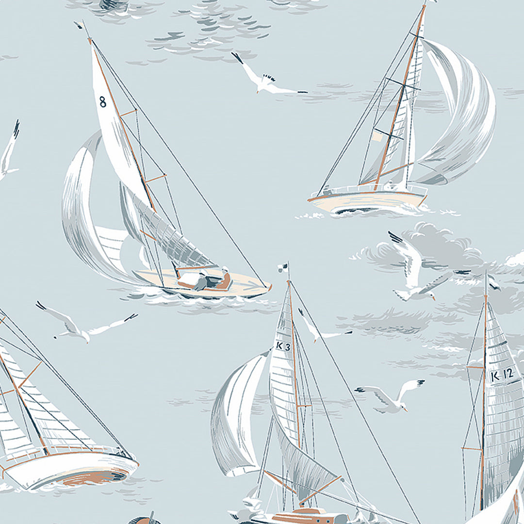 Sailboats Sky 8854 by Schumacher Designer Wallcovering