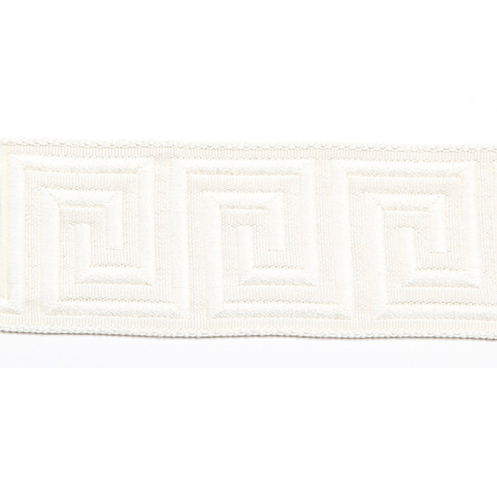 Hellenic Key Jacquard Tape Pearl by Europatex Designer Fabric Hellenic 62% Fibranne, 38% Rayon 2.00 inches - Swanky Fabrics -