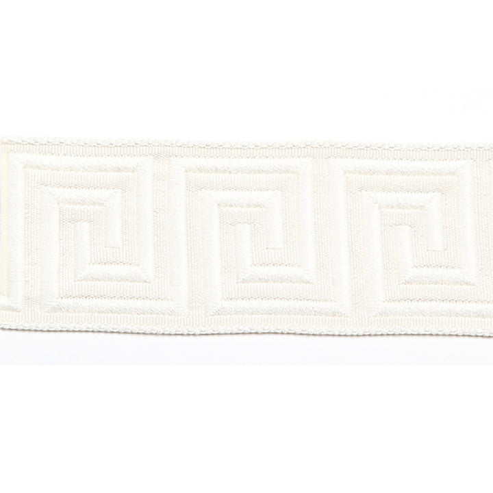 Hellenic Key Jacquard Tape Pearl by Europatex Designer Fabric Hellenic 62% Fibranne, 38% Rayon 2.00 inches - Swanky Fabrics -