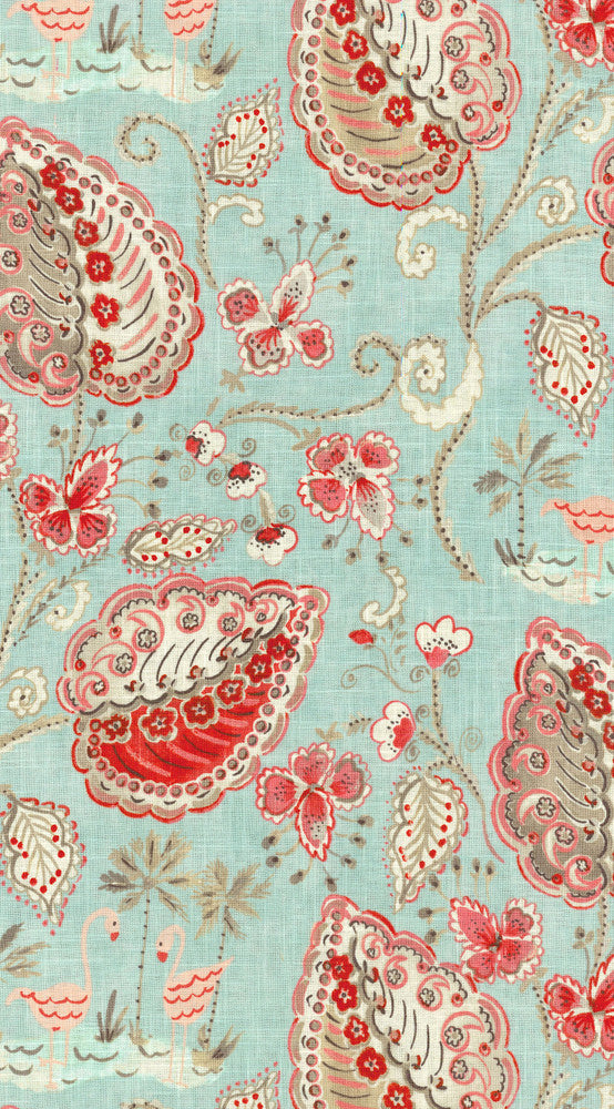 Flamingo Frolic Bellini 900480 by Dena Home Designer Fabric PALM BEACH PARADE 55% Linen 45% Rayon CHINA Wyzenbeek 24,000 Horizontal: 13.50" and Vertical: 25.25" 54" - Swanky Fabrics -