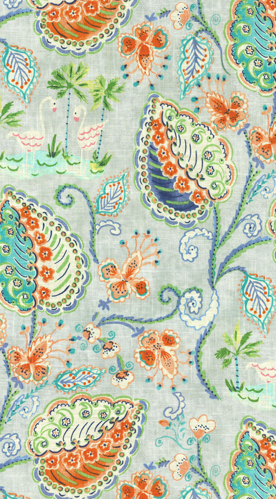 Flamingo Frolic Poolside 900482 by Dena Home Designer Fabric - 55% LINEN 45% RAYON China 24000 Horizontal: 13.5 and Vertical: 25.25 54 - Swanky Fabrics -