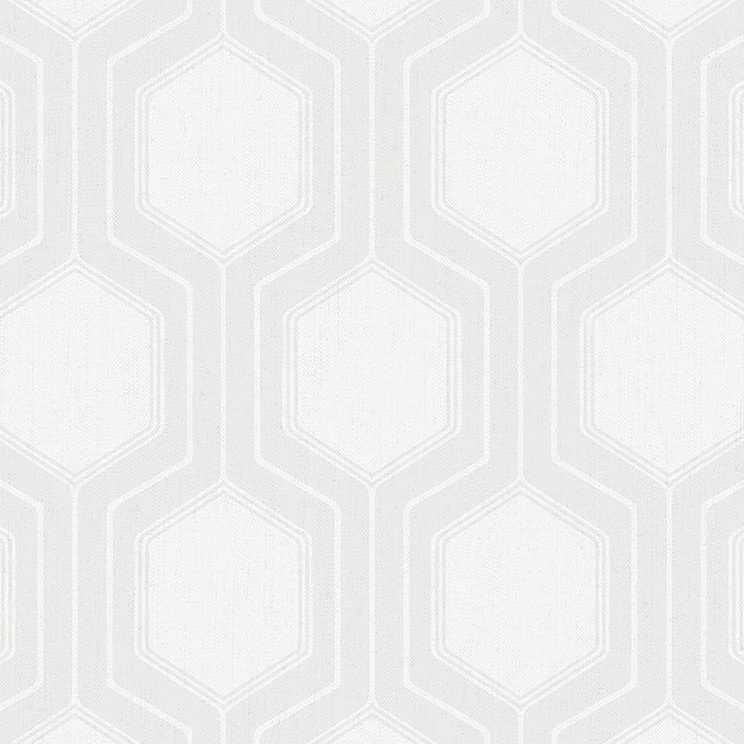 Graphic Hexagon Bone 9305 by Schumacher Designer Wallcovering
