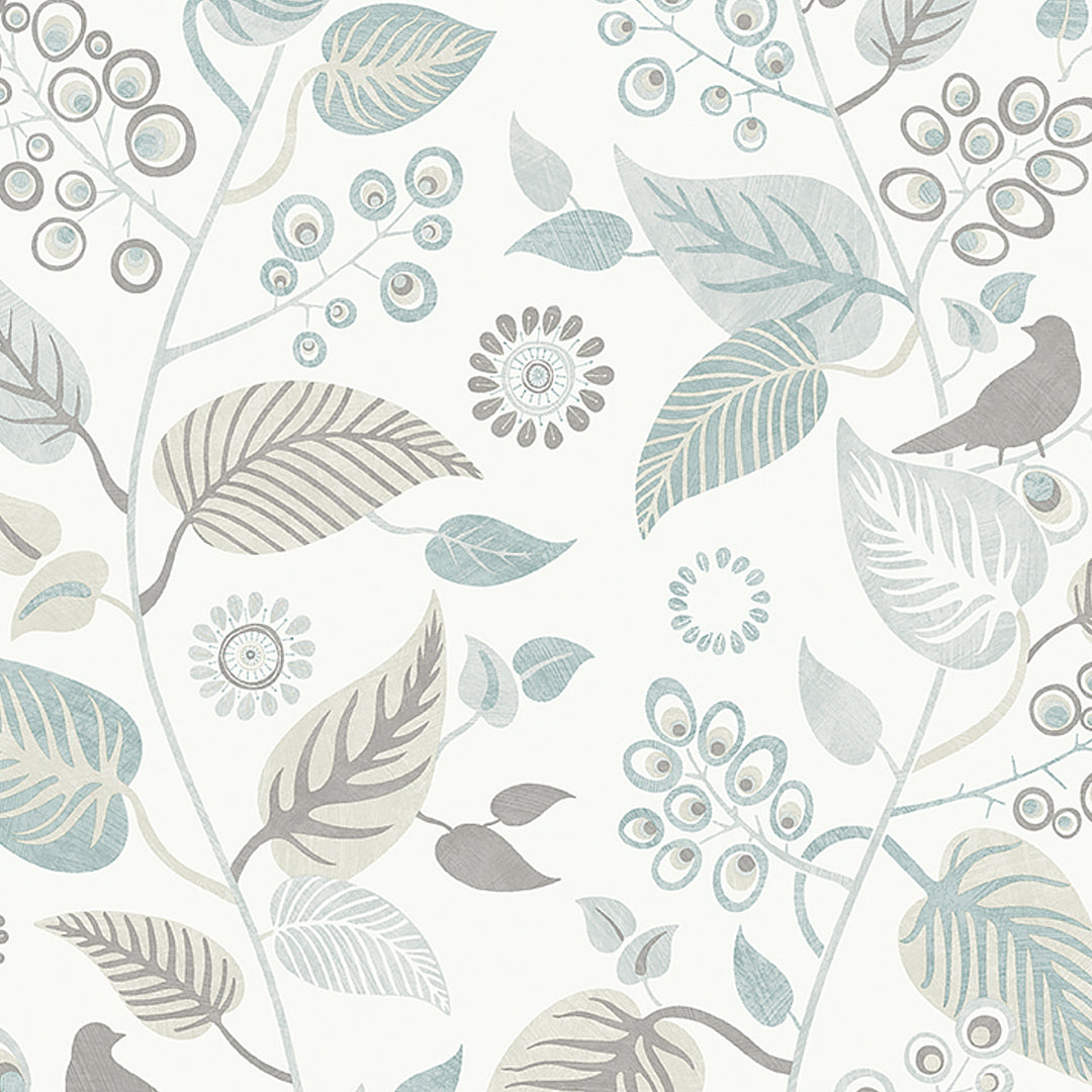 Leaf Rhapsody Slate 9331 by Schumacher Designer Wallcovering