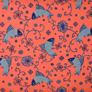 Oriental Fishes Indigo by Lee Jofa Designer Fabric