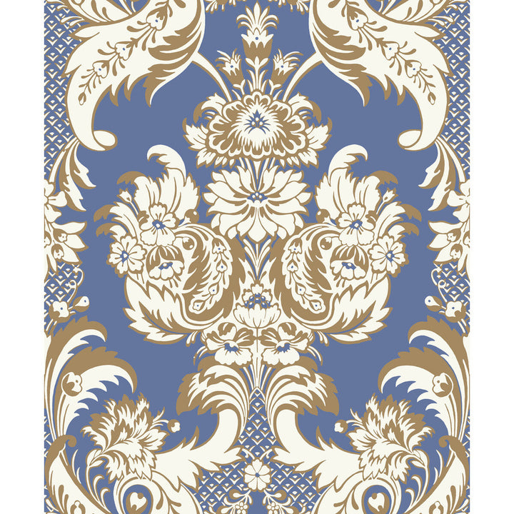 Wyndham Blue And Gold by Cole & Son Designer Wallcovering COLE & SON ALBEMARLE PAPER - 100% United Kingdom Horizontal: and Vertical: 25.22 21 - Swanky Fabrics -