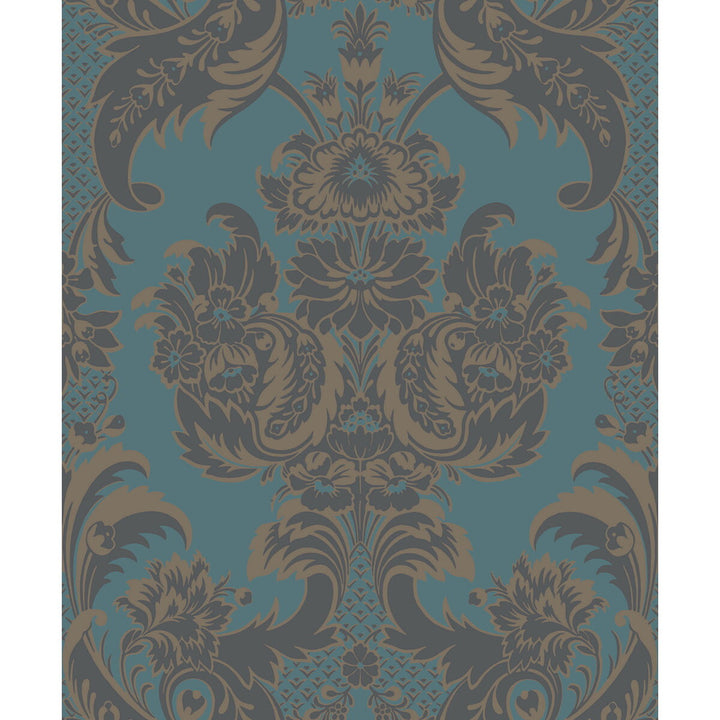 Wyndham Teal And Charcoal by Cole & Son Designer Wallcovering COLE & SON ALBEMARLE PAPER - 100% United Kingdom Horizontal: and Vertical: 25.22 21 - Swanky Fabrics -