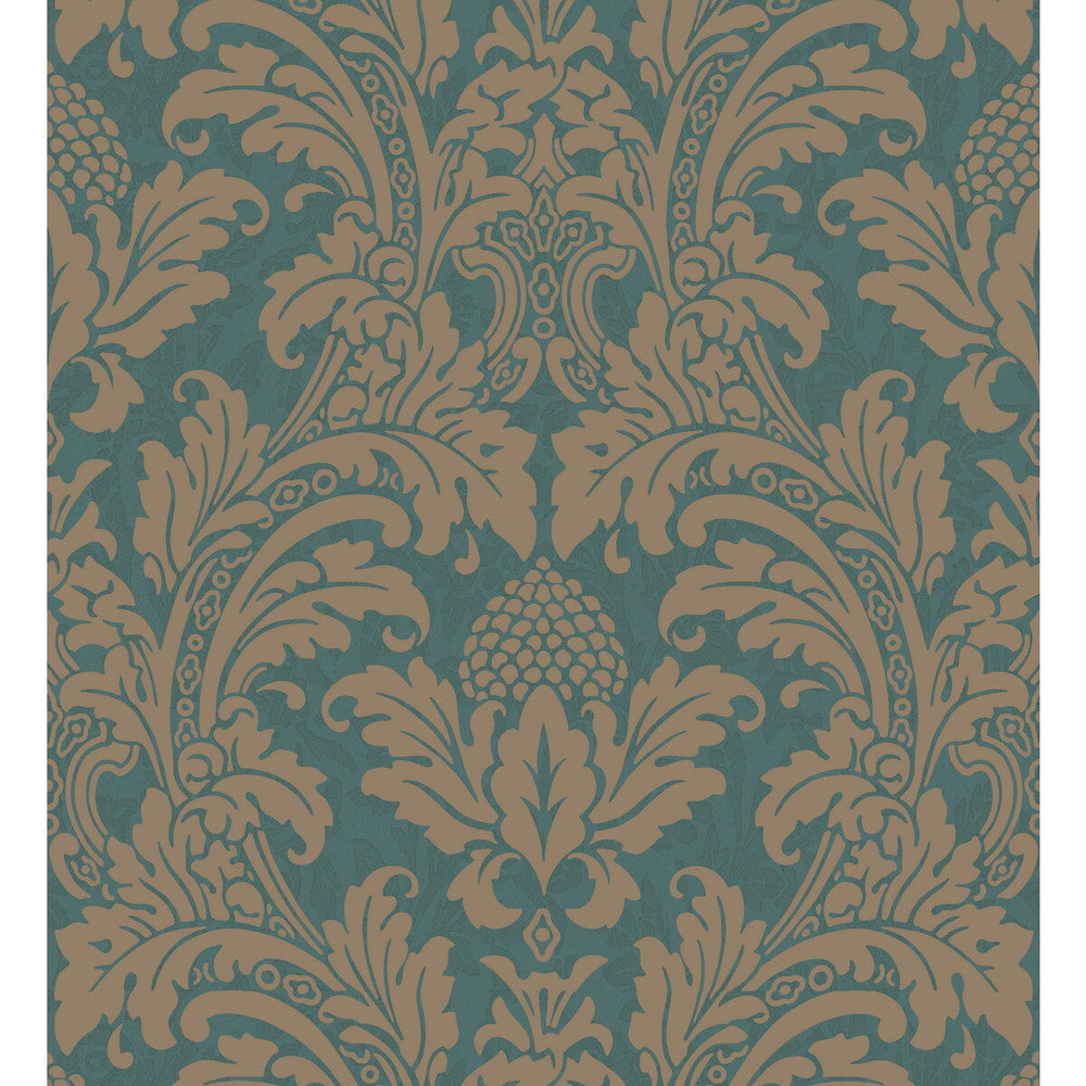 Blake Teal And Silver by Cole & Son Designer Wallcovering COLE & SON ALBEMARLE PAPER - 100% United Kingdom - Horizontal: - and Vertical: 20.88 21 - Swanky Fabrics -