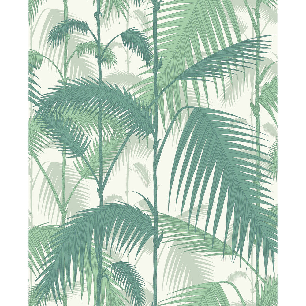 Palm Jungle Forest Gre/W by Cole & Son Designer Wallcovering CONTEMPORARY RESTYLED PAPER - 100% United Kingdom Horizontal: 20.5 and Vertical: 25 20.5 - Swanky Fabrics -