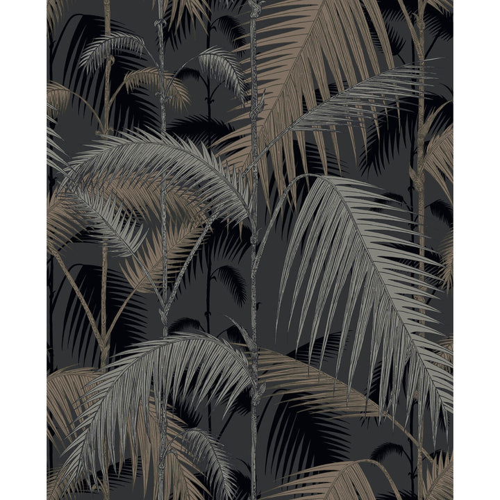 Palm Jungle Silver/Black by Cole & Son Designer Wallcovering CONTEMPORARY RESTYLED PAPER - 100% United Kingdom - Horizontal: 20.5 and Vertical: 25 20.5 - Swanky Fabrics -