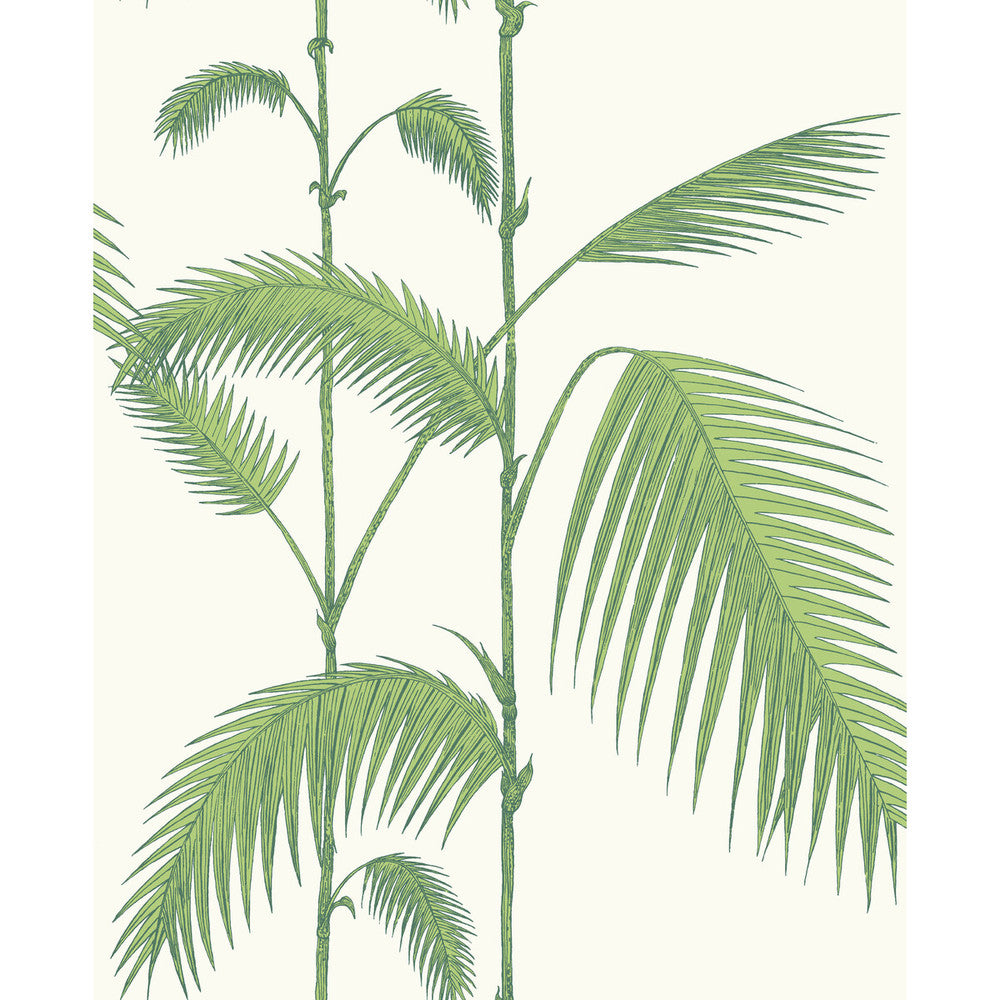Palm Leaves Green/White by Cole & Son Designer Wallcovering CONTEMPORARY RESTYLED PAPER - 100% United Kingdom - Horizontal: 20.5 and Vertical: 28.3 20.5 - Swanky Fabrics -