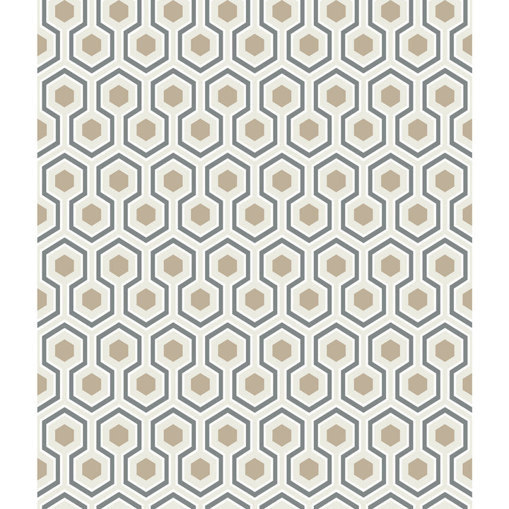 Hicks Hexagon Gilver/Wt/Bk by Cole & Son Designer Wallcovering CONTEMPORARY RESTYLED PAPER - 100% United Kingdom Horizontal: 20.5 and Vertical: 4 20.5 - Swanky Fabrics -