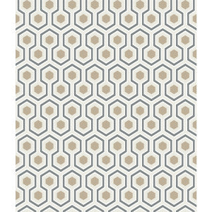 Hicks Hexagon Gilver/Wt/Bk by Cole & Son Designer Wallcovering