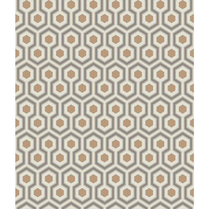Hicks Hexagon Gold/Taupe by Cole & Son Designer Wallcovering CONTEMPORARY RESTYLED PAPER - 100% United Kingdom Horizontal: 20.5 and Vertical: 4 20.5 - Swanky Fabrics -