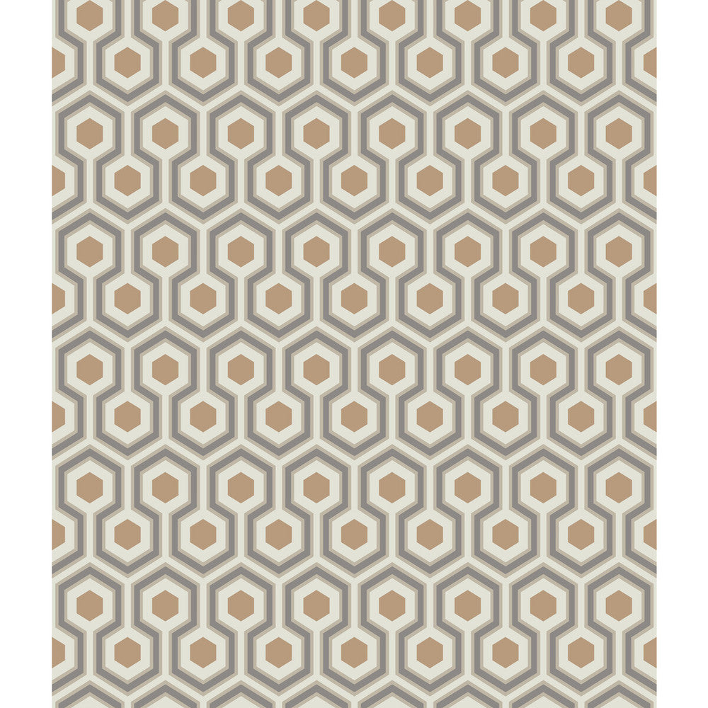 Hicks Hexagon Gold/Taupe by Cole & Son Designer Wallcovering CONTEMPORARY RESTYLED PAPER - 100% United Kingdom Horizontal: 20.5 and Vertical: 4 20.5 - Swanky Fabrics -