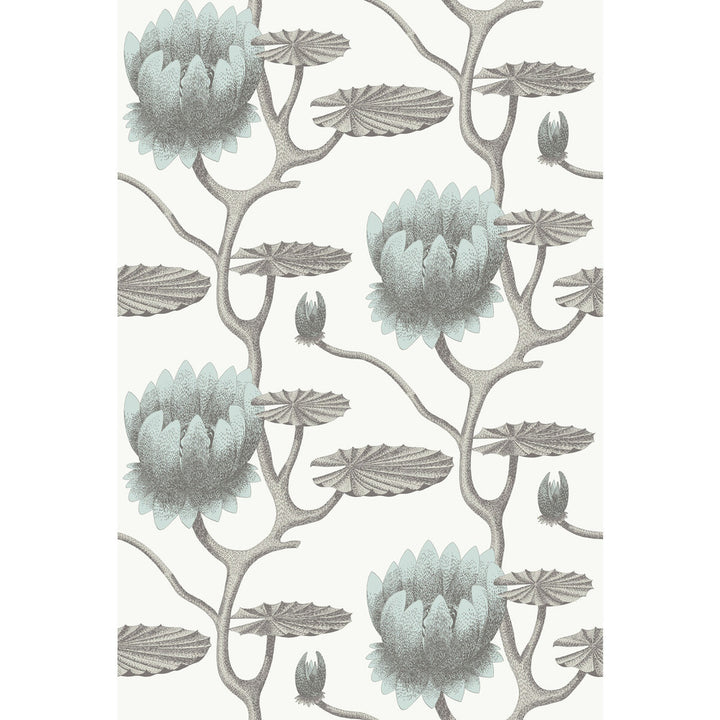 Summer Lily Aqua/White by Cole & Son Designer Wallcovering CONTEMPORARY RESTYLED PAPER - 100% United Kingdom - Horizontal: 27 and Vertical: 19.75 27 - Swanky Fabrics -