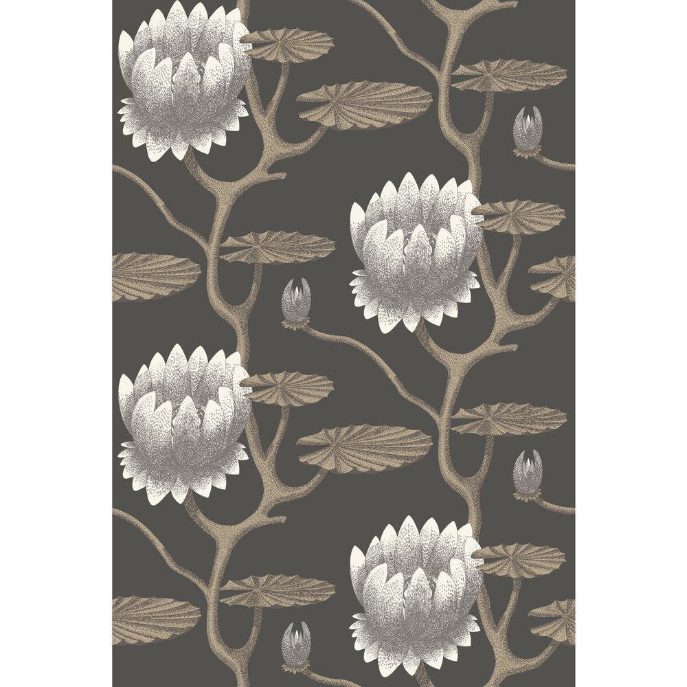 Summer Lily Blk/Wht/Gold by Cole & Son Designer Wallcovering CONTEMPORARY RESTYLED PAPER - 100% United Kingdom Horizontal: 27 and Vertical: 19.75 27 - Swanky Fabrics -