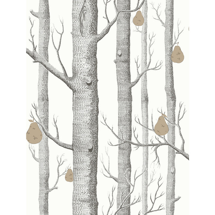 Woods & Pears Blk/Wht/Brnz by Cole & Son Designer Wallcovering CONTEMPORARY RESTYLED PAPER - 100% United Kingdom Horizontal: 21 and Vertical: 27.5 21 - Swanky Fabrics -
