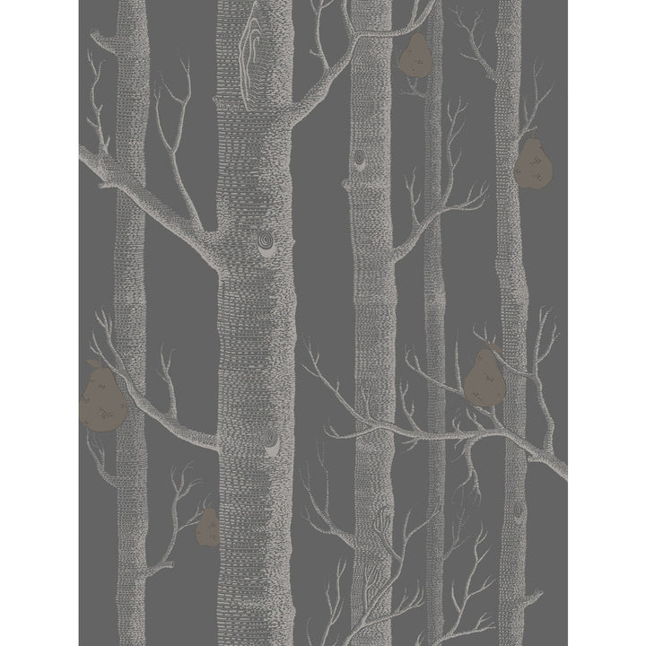 Woods & Pears Gilver/Black by Cole & Son Designer Wallcovering CONTEMPORARY RESTYLED PAPER - 100% United Kingdom Horizontal: 21 and Vertical: 27.5 21 - Swanky Fabrics -