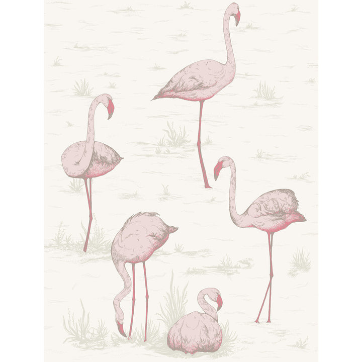 Flamingos Pink/White by Cole & Son Designer Wallcovering CONTEMPORARY RESTYLED PAPER - 100% United Kingdom Horizontal: 21 and Vertical: 27.5 21 - Swanky Fabrics -