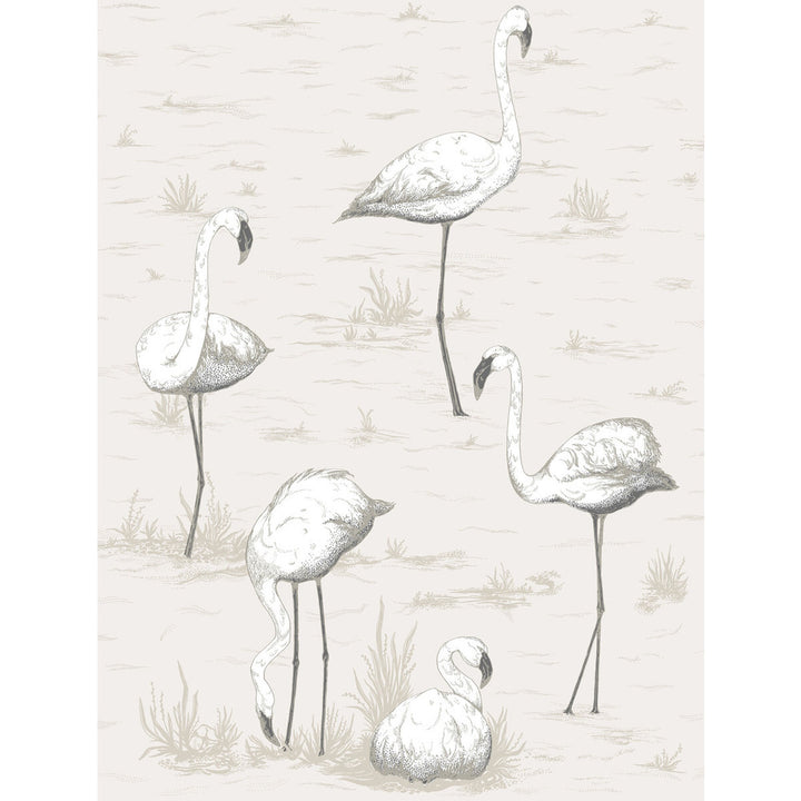 Flamingos Charcoal/Wht by Cole & Son Designer Wallcovering CONTEMPORARY RESTYLED PAPER - 100% United Kingdom Horizontal: 21 and Vertical: 27.5 21 - Swanky Fabrics -